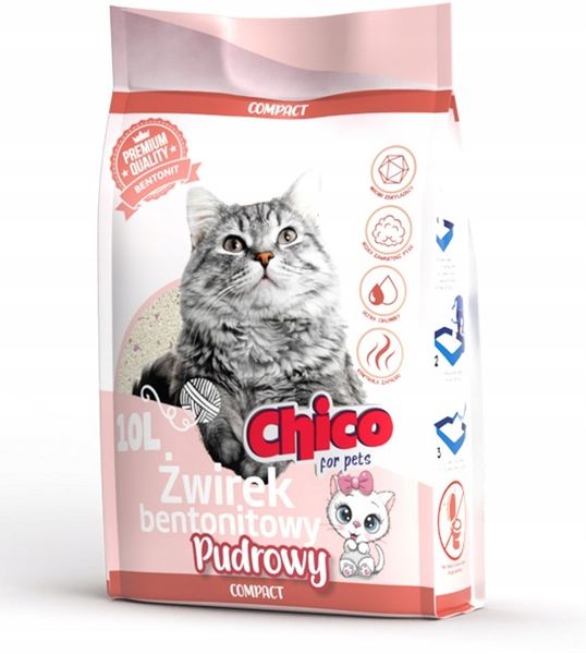 ŻWIREK BENTONITOWY KOTA COMPACT PUDROWY 10L CHICO zdjęcie 2
