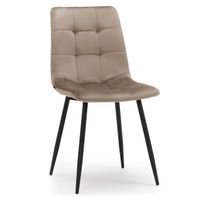 KRZESŁO TAPICEROWANE PIKOWANE WELUROWE DO SALONU JADALNI CIEMNOBEŻOWE