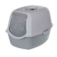 Zamknięta Duża Kuweta dla Kota na żwirek XL z filtrem szara DIAMENTIQ