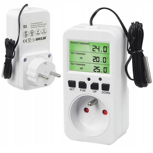 TERMOSTAT TIMER CYFROWY REGULATOR TEMPERATURY GNIAZDO SIECI 230V max. 3680W zdjęcie 1