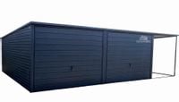 GARAŻ BLASZANY 6M X 5M POZIOM - SPAD TYŁ 2X BRAMA UCHYLNA WIATA GB204