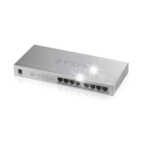 Zyxel GS1008HP switch 8x Gigabit PoE+ 60W niezarządzalny fanless rack 1U
