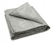 Plandeka gruba 4x5 wzmacniana wodoodporna UV 120g/m2 srebrna