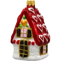 Bombka choinkowa szklana: Domek z serduszkami: czerwony