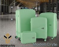 19766 Duzy zestaw walizek podróżnych kolor miętowy na kółkach z kuferkiem