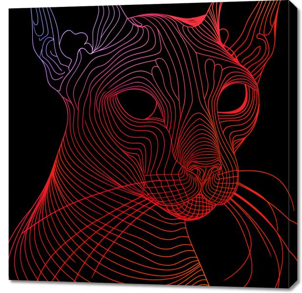 Obraz 90x90cm Cyfrowa Kocica zdjęcie 1