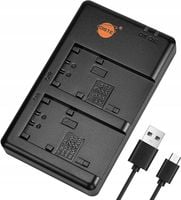 DSTE Ładowarka podwójna kompatybilna z Sony, Fast Charging USB Dual czarna