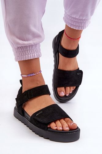 SANDAŁY DAMSKIE NA PLATFORMIE EKO ZAMSZ BIG STAR NN274700 CZARNE 39 na Arena.pl