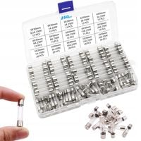 ZESTAW BEZPIECZNIKÓW SZKLANYCH WTA 250V 5x20 mm - 6x30 mm 250 SZT 1A-20A