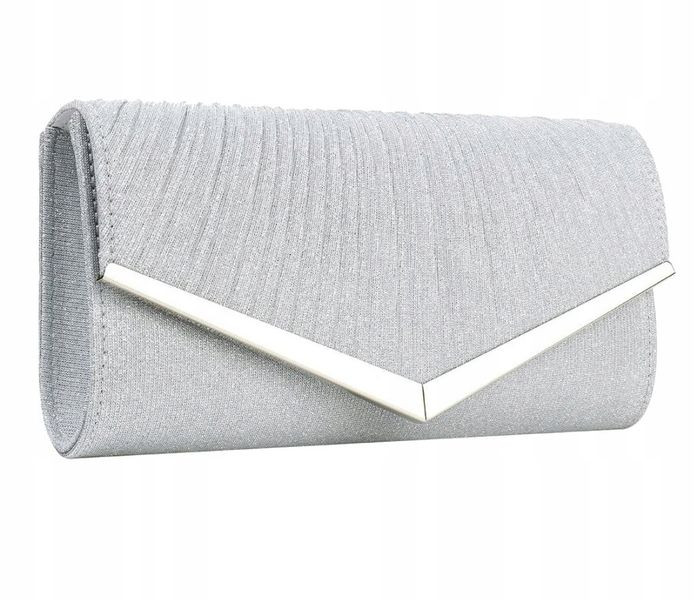 Torebka Wieczorowa Srebrna Kopertówka Wizytowa zdjęcie 4