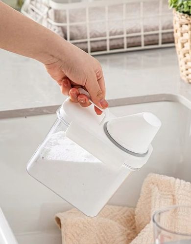 POJEMNIK PUDEŁKO ORGANIZER Z MIARKĄ NA PROSZEK PŁYN DO PRANIA PŁUKANIA 1,1L na Arena.pl