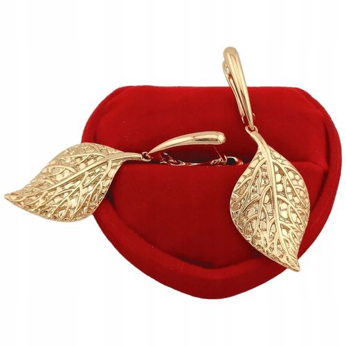 Złote kolczyki wiszące liście eleganckie pozłacane antyalergiczne na Arena.pl