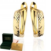 KOLCZYKI ZŁOTE 585 14k SMUKŁE ZDOBIONE DIAMENTOWANIEM PREZENT