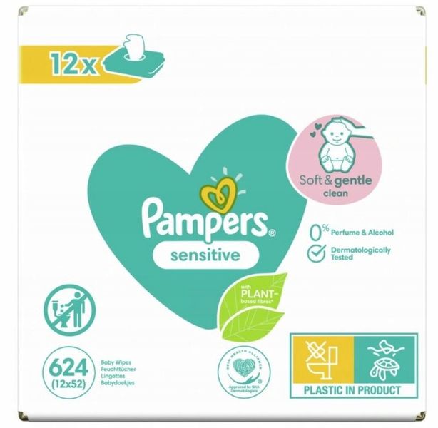 Pampers Chusteczki Sensitive 12x52 szt. zdjęcie 3