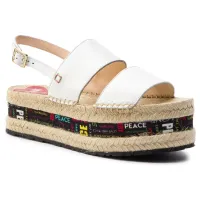 Love Moschino Sandały damskie - Koturn, Skórzane - rozmiar 40 - Białe Skóra