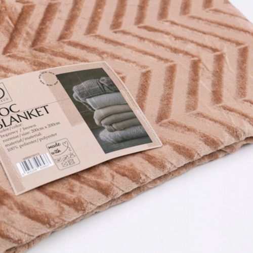 CIEPŁY KOC OZDOBNY NARZUTA NA ŁÓŻKO PREZENT PLED 200X220 CM BRĄZOWY WZÓR na Arena.pl