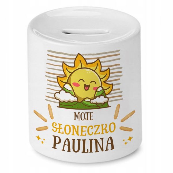 Skarbonka 330 Ml Dla Pauliny Córki Dziecka Z Nadrukiem Ze Zdjęciem zdjęcie 1