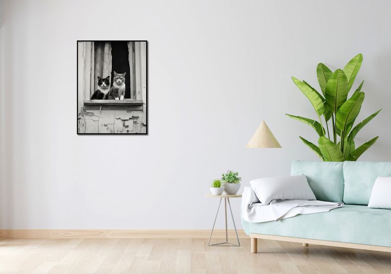 Plakat 60x80cm Para w Oknie zdjęcie 4