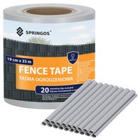 Taśma ogrodzeniowa i klipsy mocujące 20 szt. PVC 35 m x 19 cm 450 g/m2 szary