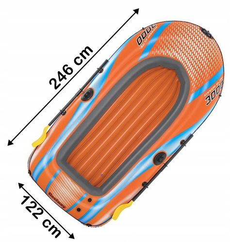 BESTWAY dmuchany PONTON 246 x 122 cm + 2 WIOSŁA + POMPKA + ŁATKA NAPRAWCZA na Arena.pl