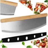 Duży Nóż do Pizzy Stalowy Tasak Kołyska do Krojenia Siekania Warzyw Ziół