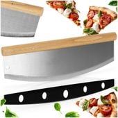 Duży Nóż do Pizzy Stalowy Tasak Kołyska do Krojenia Siekania Warzyw Ziół