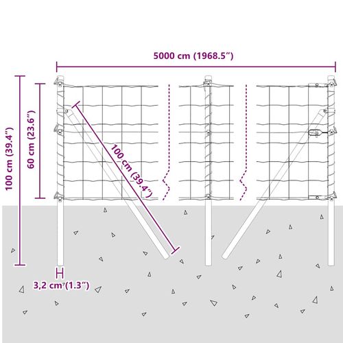 Ogrodzenie z słupkami Zielony 0.6 x 50 m Stal na Arena.pl