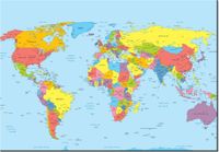 100 70CM OBRAZ PŁÓTNO MAPA ŚWIATA PŁÓTNO RAMA