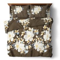 Pościel 160x200 + 2 Poszewki 70x80 Beżowe Kwiaty