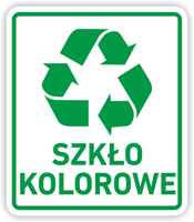 SZKŁO KOLOROWE - Naklejka na kosz segregacja śmieci odpadów 15 cm
