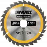 PIŁA TARCZOWA DO DREWNA 184/30MM, 30 ZĘBÓW DEWALT