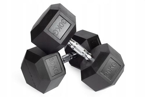 Hantle stałe 1x30kg żeliwne gumowane 30kg HEX do treningu SOLIDNE na Arena.pl