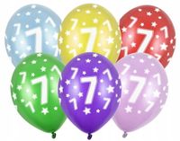 Balony 30cm, 7th Birthday, Metallic Mix 6 sztuk