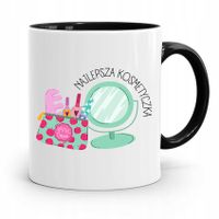 Kubek Czarny Dla Kosmetyczki Najlepsza Kosmetyczka Z Nadrukiem Ze Zdjęciem