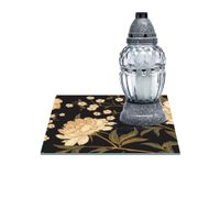 SZKLANA PODSTAWKA POD ZNICZE Z DEDYKACJĄ 30x30cm Piwonie 365f