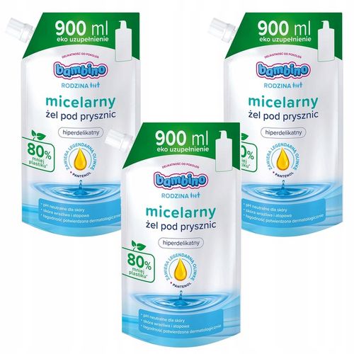 Bambino Rodzina Żel pod Prysznic Micelarny Refill 900ml Zapas x3 na Arena.pl