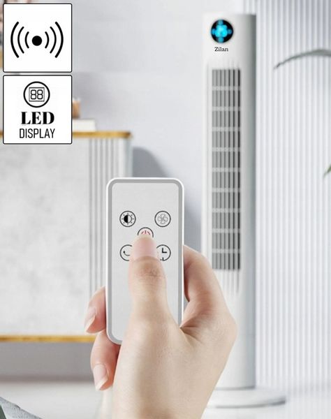 WENTYLATOR KOLUMNOWY XL 60W BIAŁY CICHY PANEL LED PILOT OSCYLACJA TERMOMETR zdjęcie 12