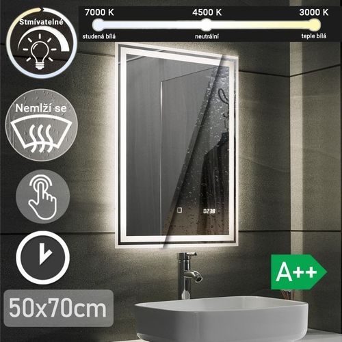 Aquamarin Lustro łazienkowe z oświetleniem LED 18 W, 50x70cm na Arena.pl