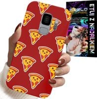 ETUI DO SAMSUNG GALAXY S9 - WZÓR Z WESOŁĄ PIZZĄ NA CZERWONYM TLE