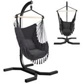 STELAŻ KOKON KRZESŁO Brazylijskie BOHO, SZARY / GRAFIT Wygodne, FOTEL WISZĄCY KSOZ025C