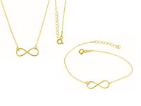 Delikatny pozłacany srebrny komplet celebrytka nieskończoność infinity srebro 925 FL160K