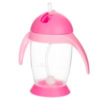 Bocioland Kubek, bidon z obciążoną słomką i uchwytami różowy pingwinek