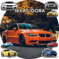 OPŁATEK NA TORT 20CM - SAMOCHODY AUTA BMW + IMIĘ + ! 15CM 18CM