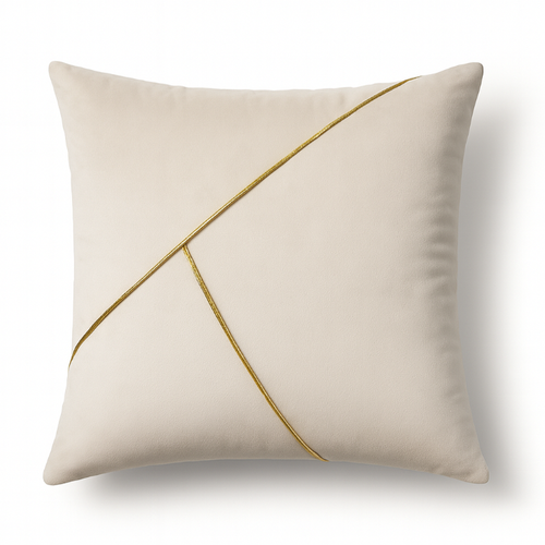 Dekoracyjna poszewka welurowa z złotym wzorem Chic– kremowa 45×45 cm na Arena.pl