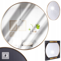 Lustro KOŁO ścienne okrągłe w złotej ramie na ścianę duże złote LOFT 50 cm