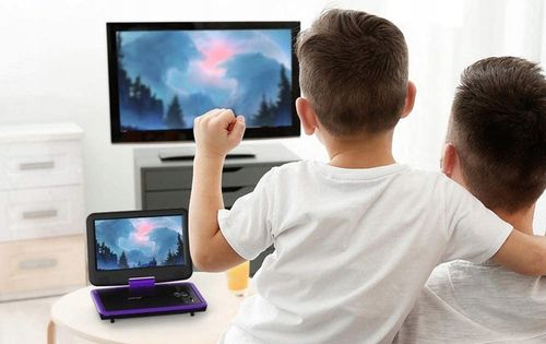 PRZENOŚNY SAMOCHODOWY ODTWARZACZ DVD 9'' LCD FIOLETOWY na 2000mAh Baterią na Arena.pl