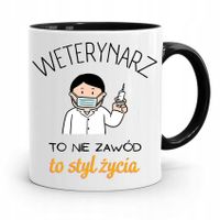Kubek Czarny Prezent Dla Weterynarza To Styl Życia Z Nadrukiem Ze Zdjęciem