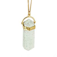 Naszyjnik - Turkus sopel w okuciu na łańcuszku złoconym