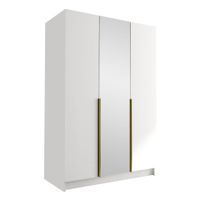 Szafa CALIA II 150 cm z lustrem-pojemna garderoba-BIAŁY+ZŁOTY