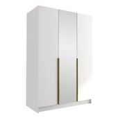 Szafa CALIA II 150 cm z lustrem-pojemna garderoba-BIAŁY+ZŁOTY